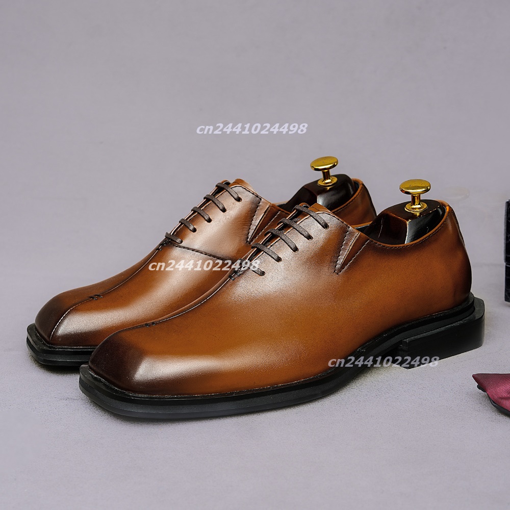 Handmade Square Toe Brown Leat - Leather Shoe Polish review and price